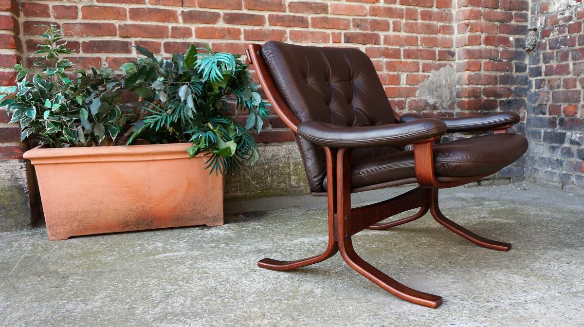 Pair of Scandinavian leather armchairs