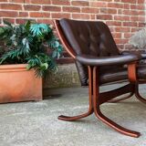 Pair of Scandinavian leather armchairs