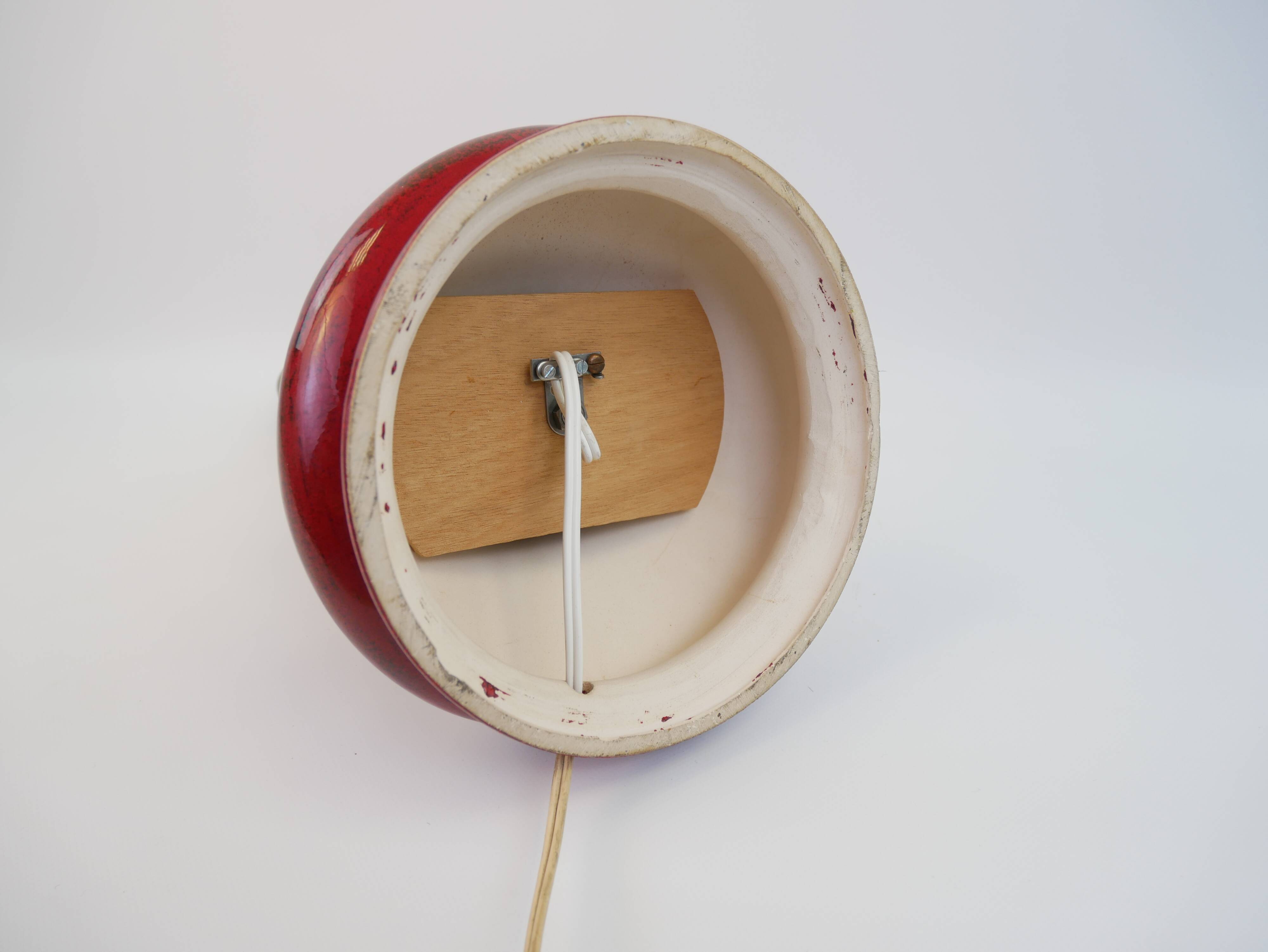 Large vintage red ceramic lamp