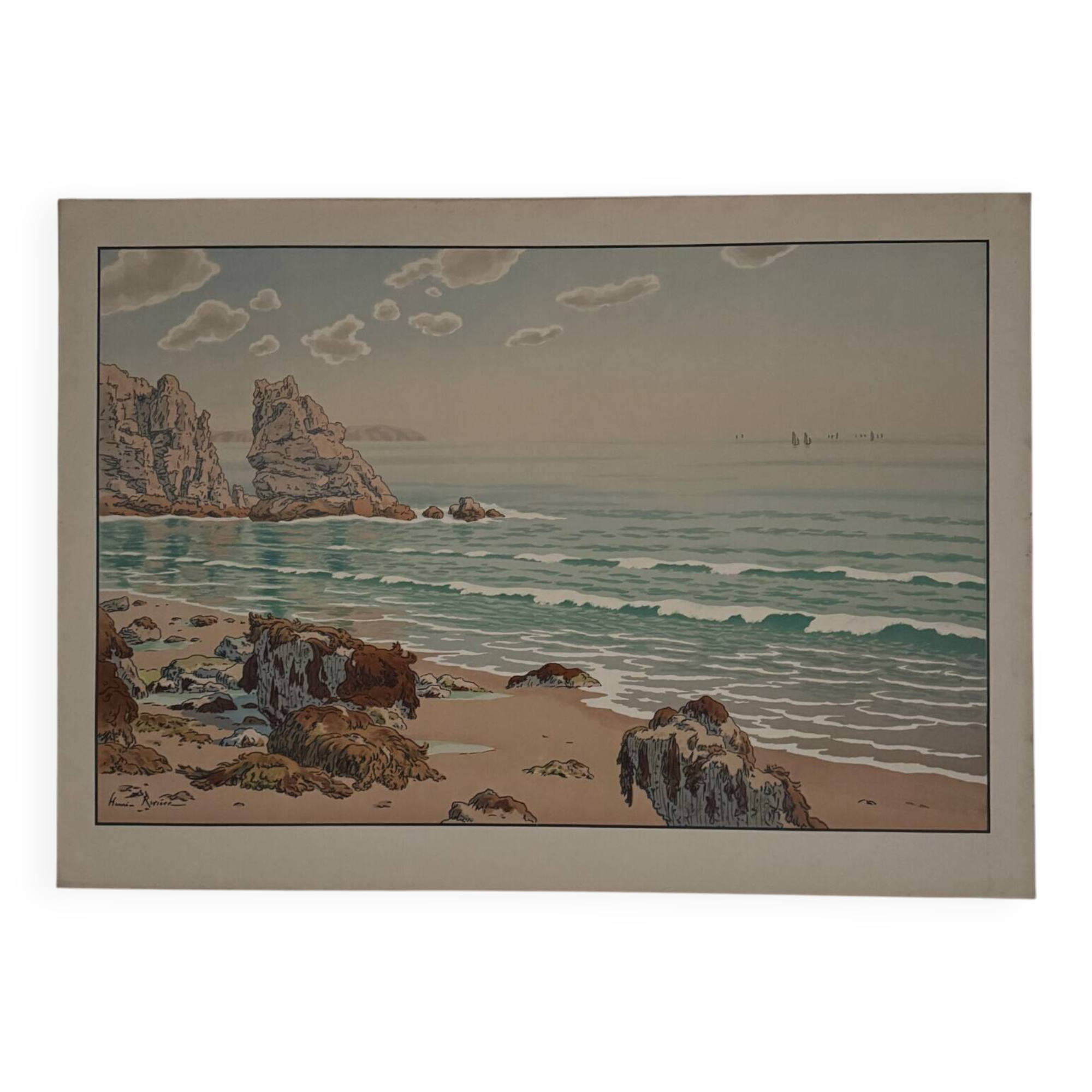 Lithographie par Henri Rivière Les Aspects de la Nature - La Mer