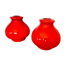 Set of two red opaline globes