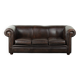 Luxury brown smooth cow leather Chesterfield sofa with an English look