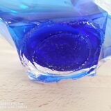 Half crystal blown with cane trinket bowl