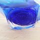 Half crystal blown with cane trinket bowl