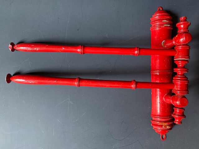 Antique wooden wall towel holder turned nineteenth