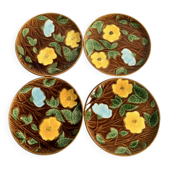 4 assiettes à dessert barbotine Sarreguemines vintage