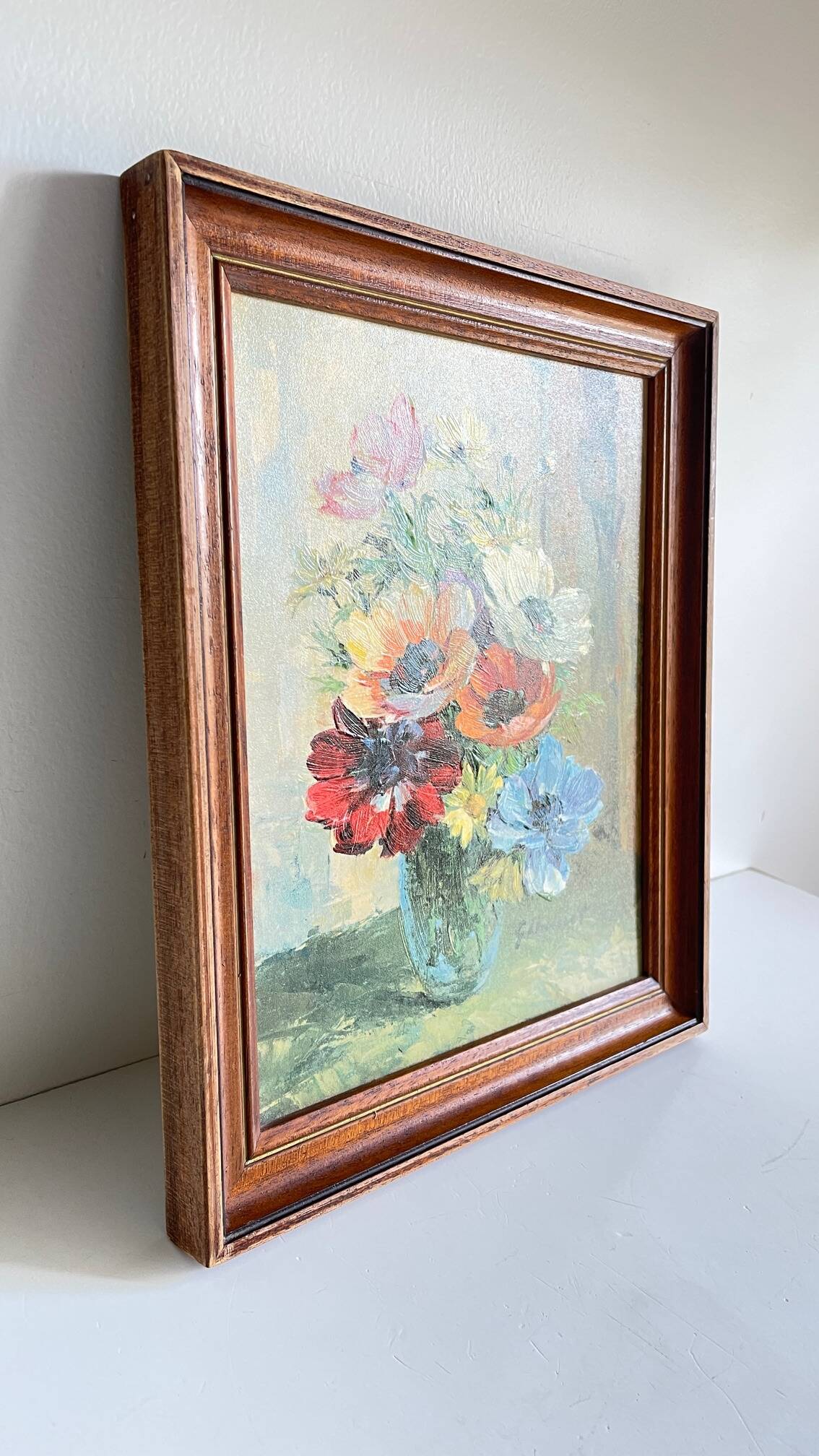 TABLEAU Vintage Bouquet aux ANEMONES