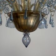 Venetian lustre in two-colour Murano glass, blue and gilded, circa 1990.