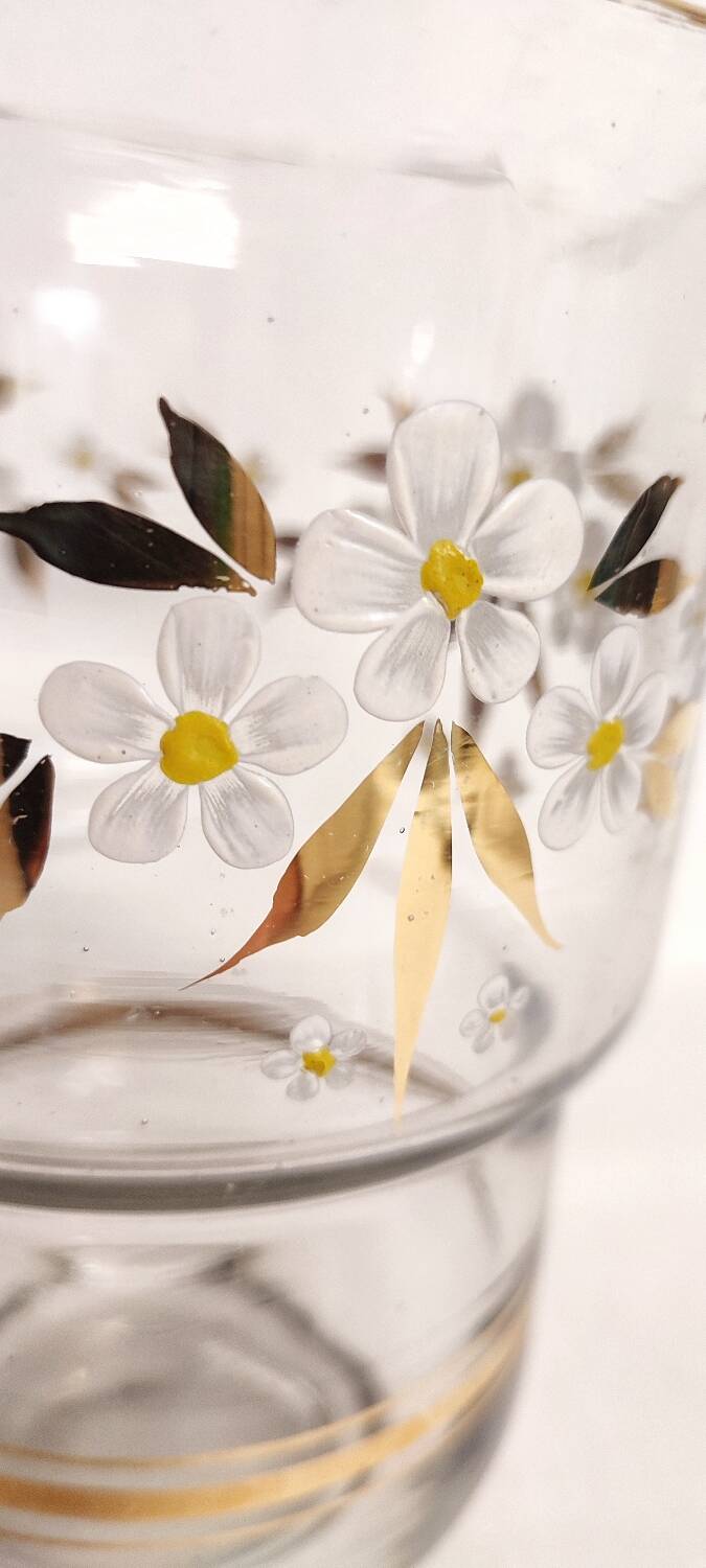 Jarra de cristal pintada a mano. Spain, 1950s.
