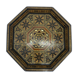 Plateau de service hexagonal en bois décoré de marqueterie marocaine Maroc