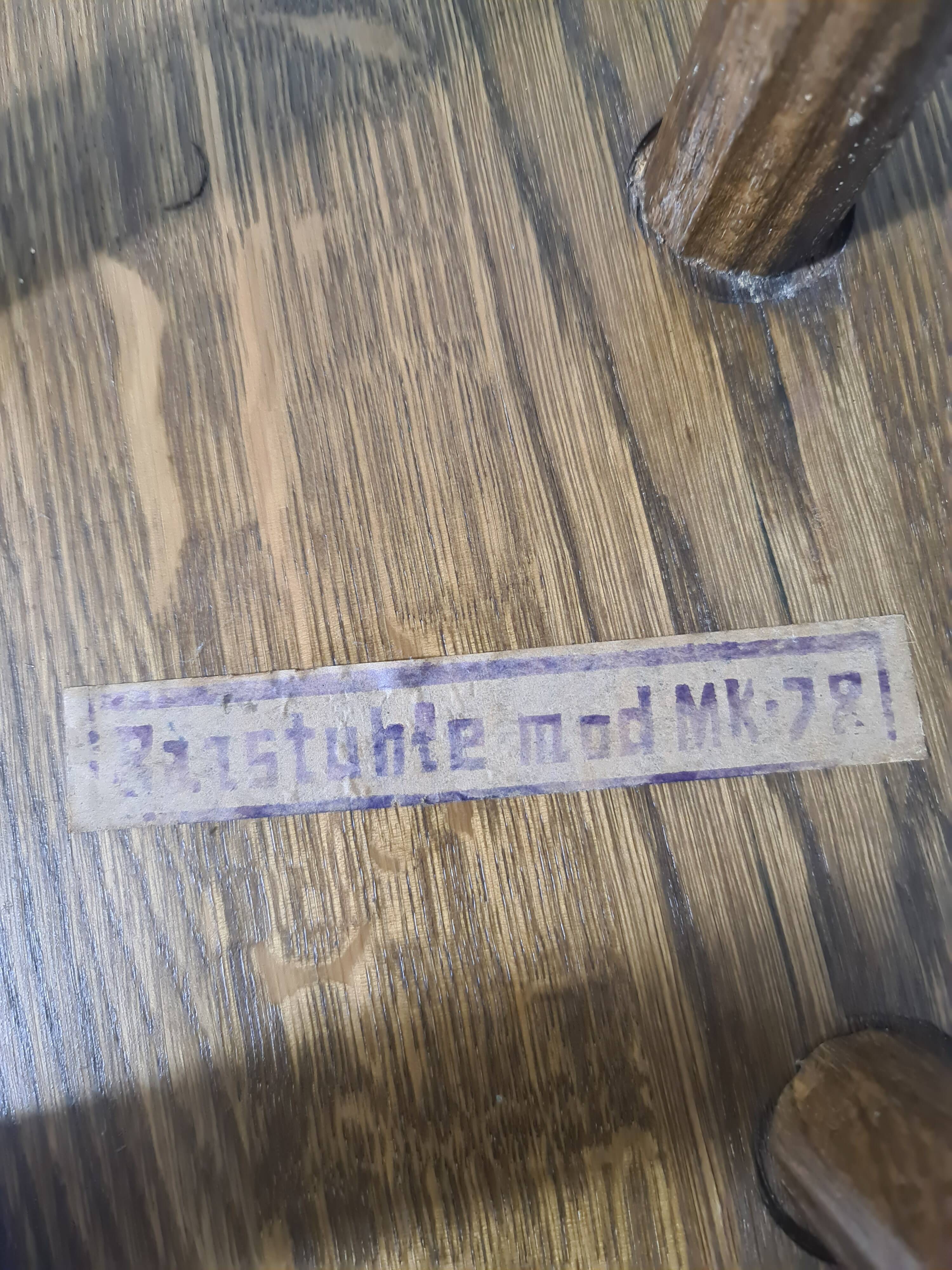 Five vintage oak bar stools