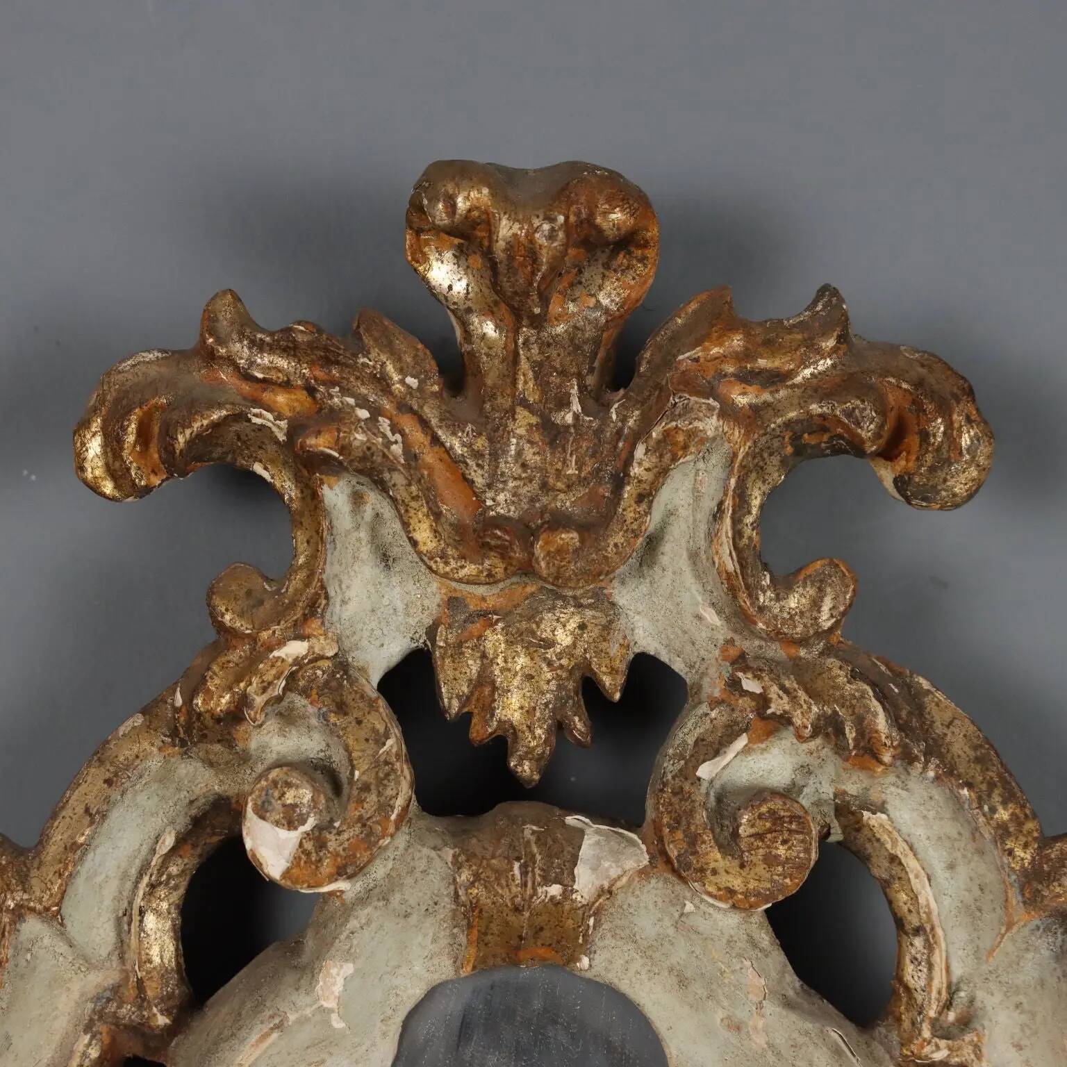 Shelf model with a carved wooden mirror, Baroque style, 19th century.