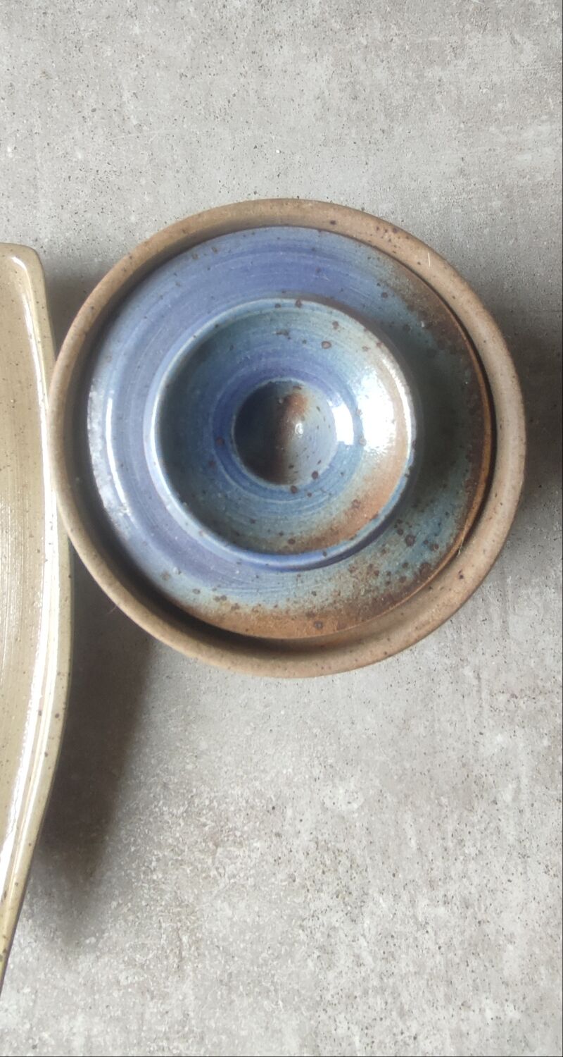 Vintage glazed stoneware set signed Béceleuf