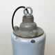 Bauhaus grey enamel industrial pendant lamp with glass cover, 1950s