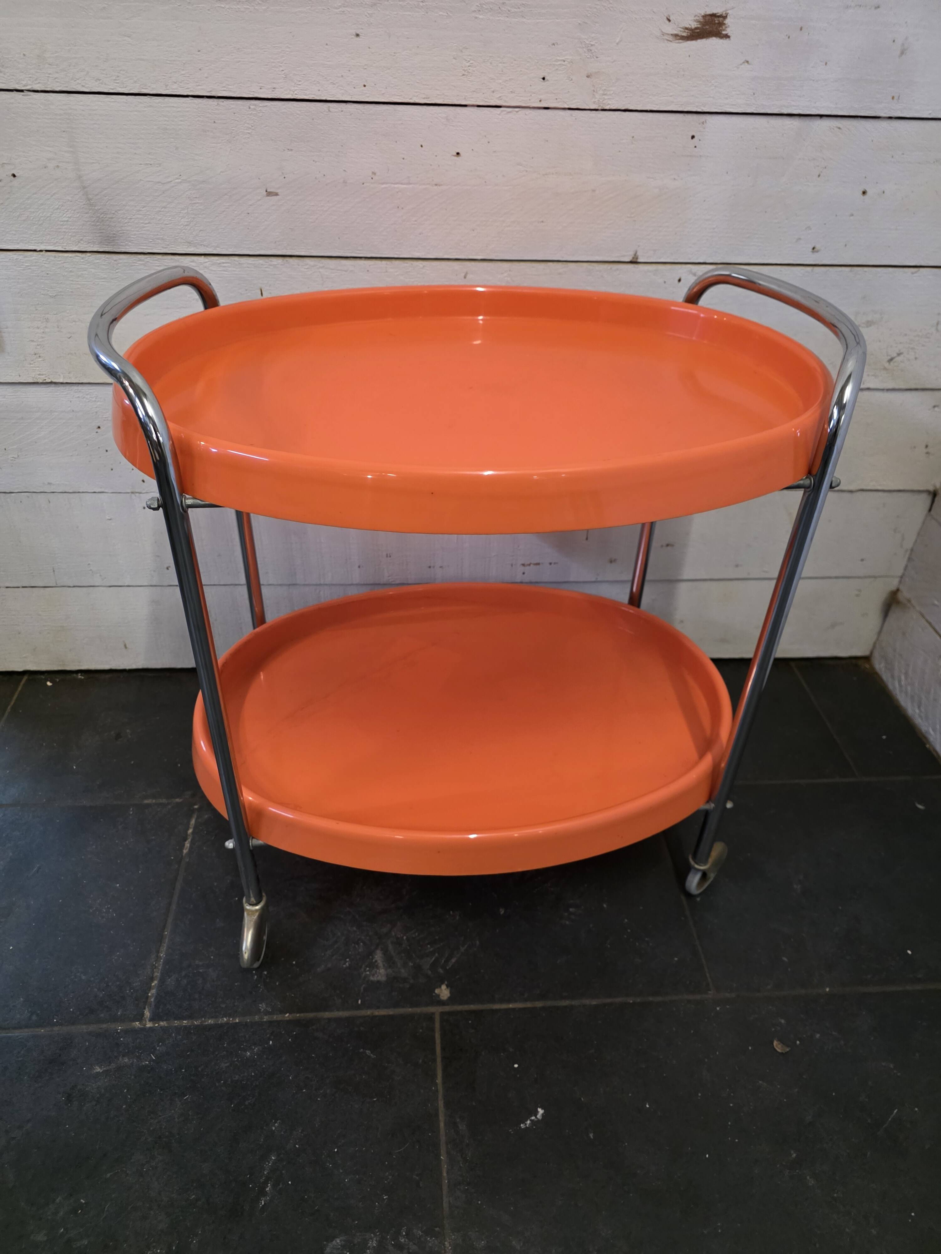 Orange rolling trolley from the 70s