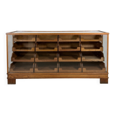 Solid Oak Haberdashery Glass Showcase with 16 Drawers – ca. 1940s