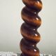 French Vintage Round Wooden Barley Twist Table Lamp With Floral Shade