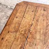 Dark brown solid wood French neo-renaissance square dining table with cross base