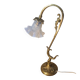 bronze and brass lamp with a magnificent blue moulded tulip, opalescent,