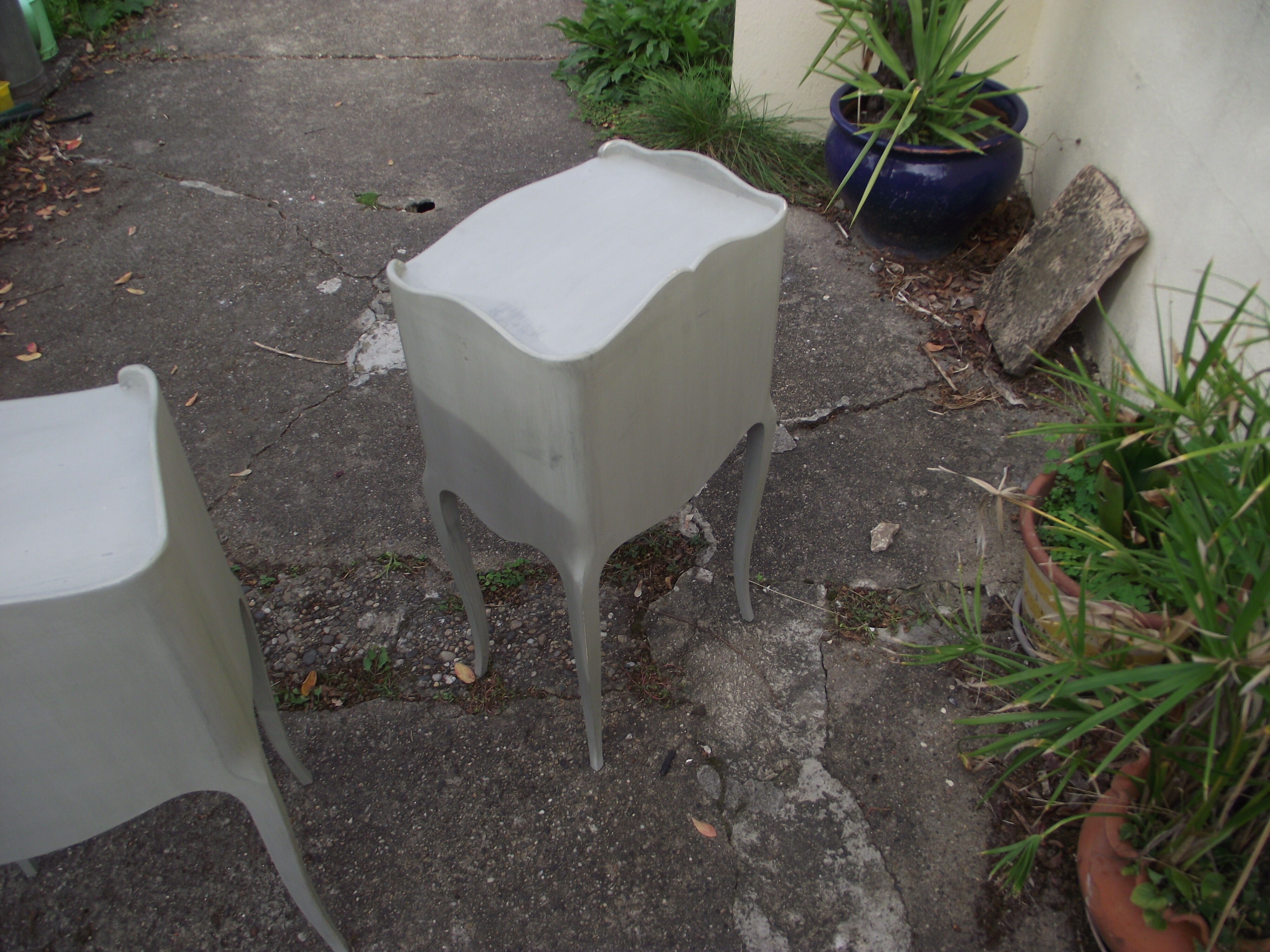 Pair of painted louis xv style bedside tables