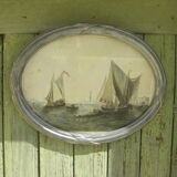 Aquarelle ancienne décoration marine