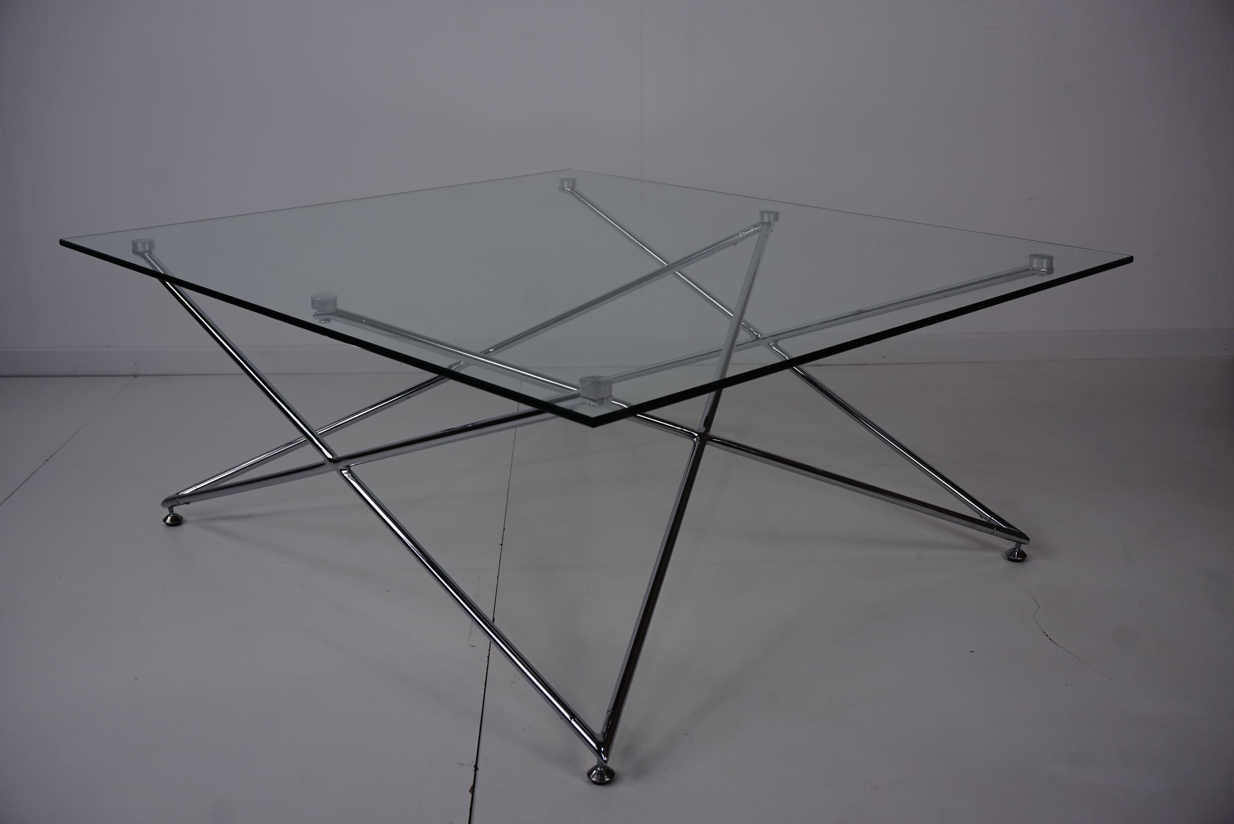 Glass and chrome coffee table
