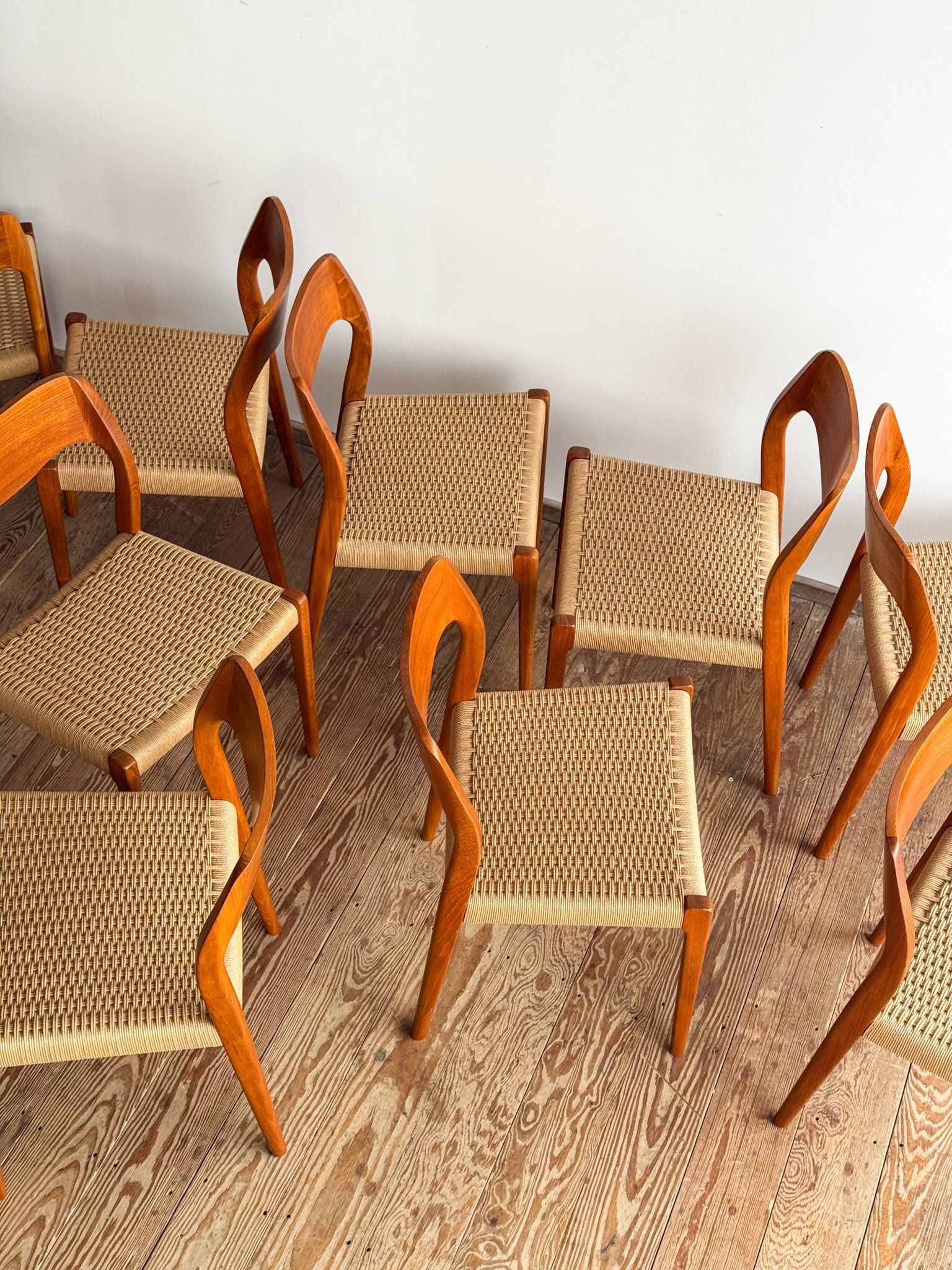 Set of 10 chairs 71 in teak by Niels O. Møller, JL Moller, Mid Century