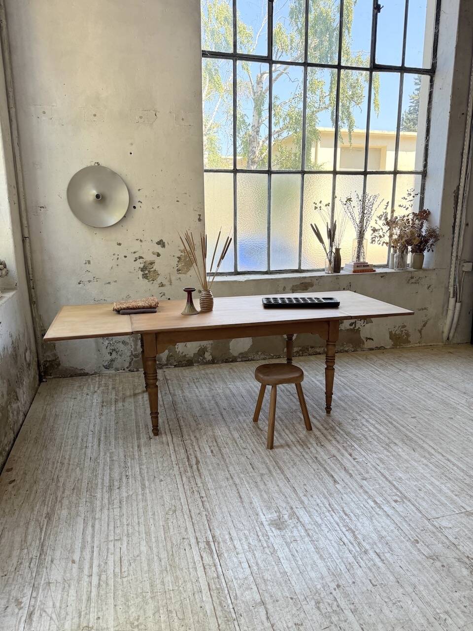 Table de ferme noyer à rallonges 150-250cm