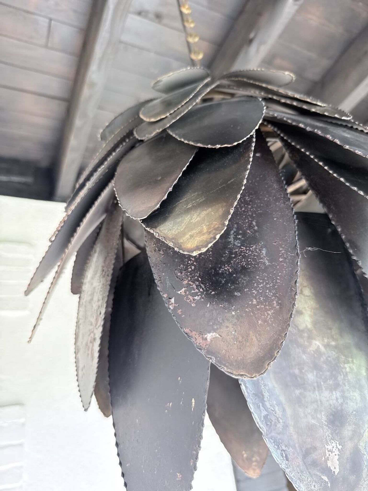 Brutalist suspension Jansen metal welded flower