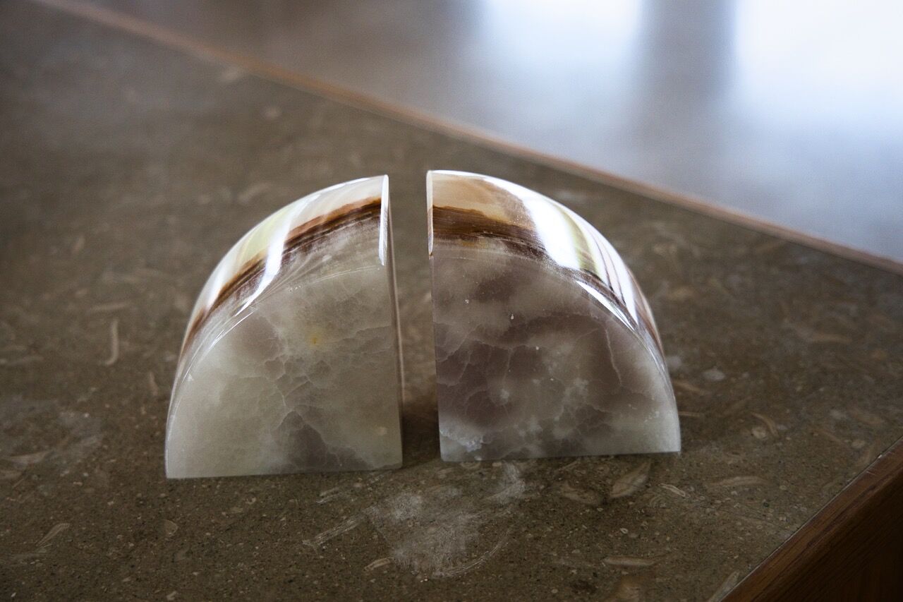 White onyx bookends
