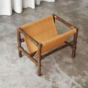 1970s canvas and bamboo magazine rack