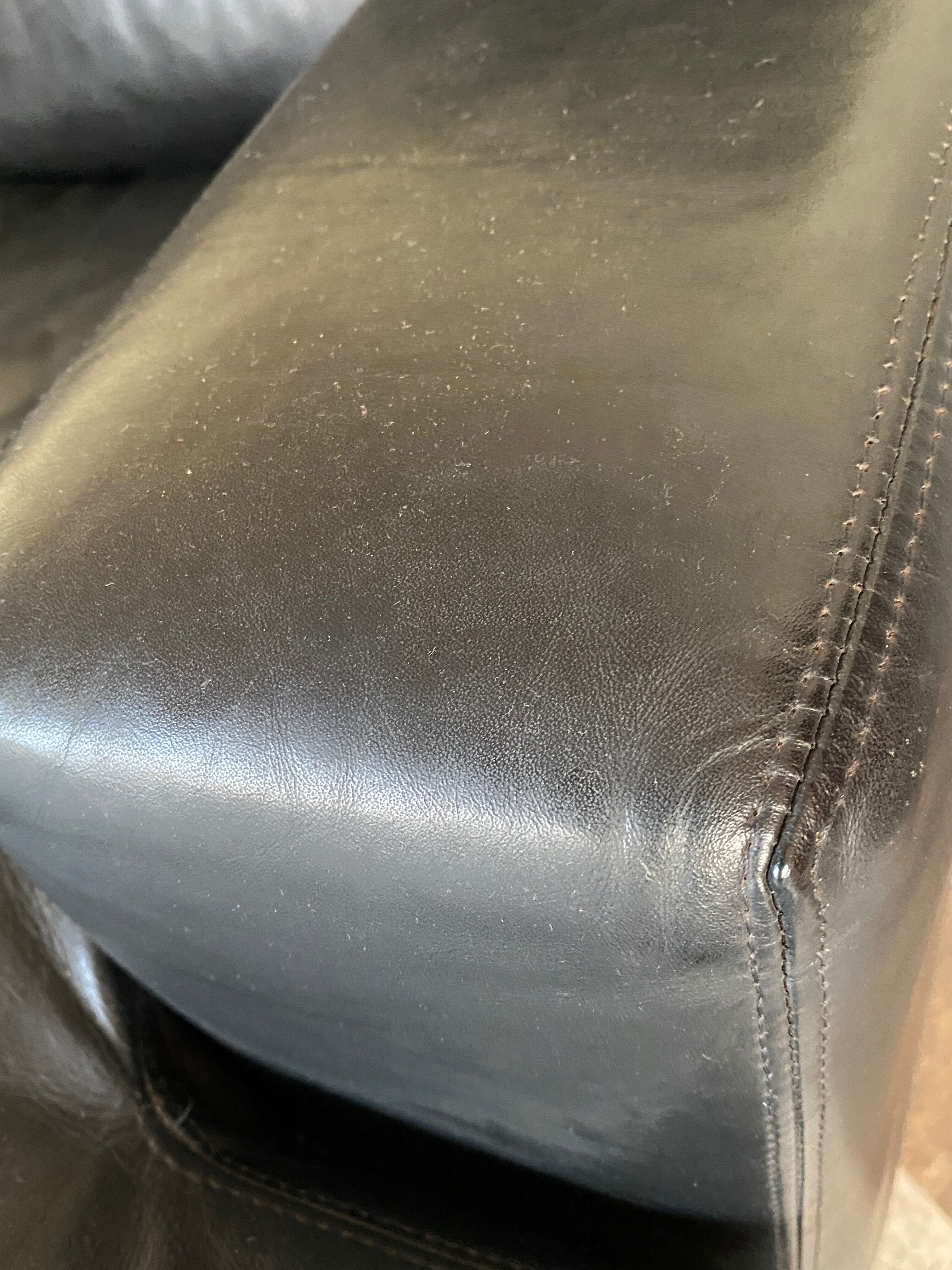 Sofa 3 places Genuine black leather brand ERTON