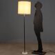 Vintage floor lamp in marble, metal, and fabric, designed in the 1950s-1960s.