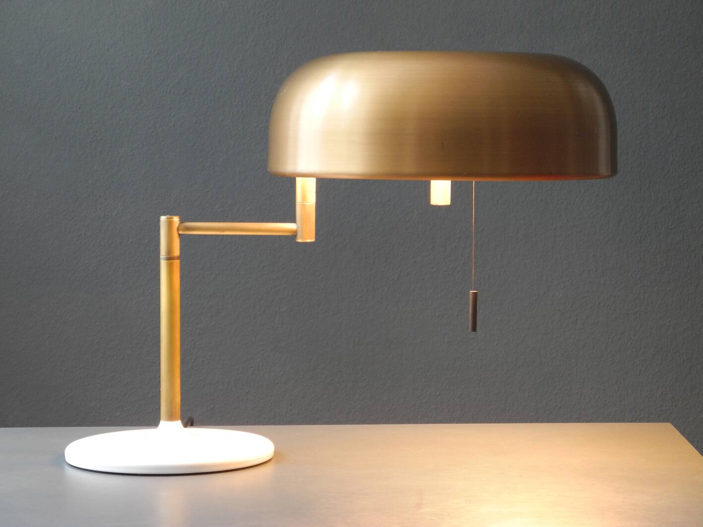 1960's heavy XXL Staff table lamp with swivel joint and brass shade