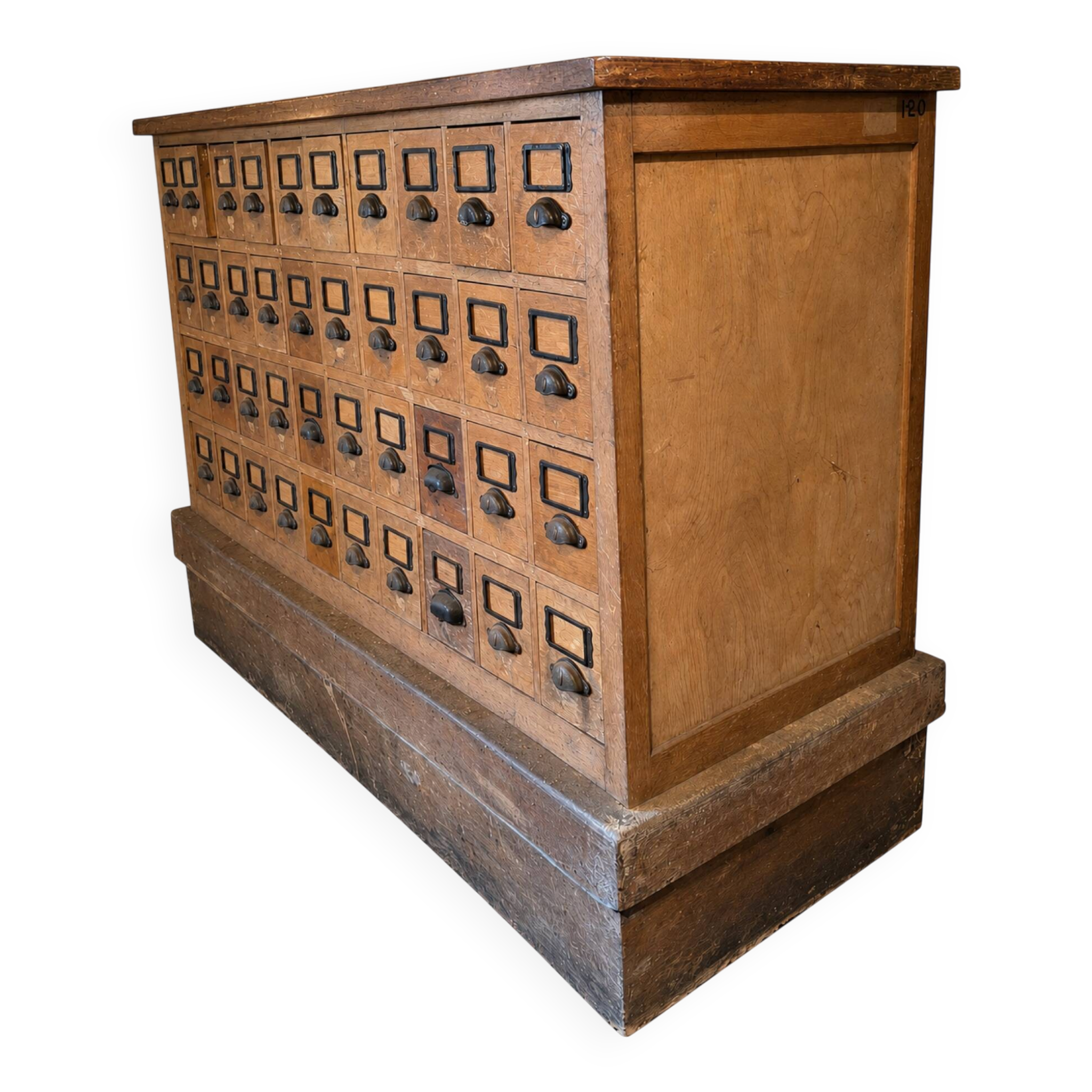 Banque d’épicier ancienne double face – 80 tiroirs –
