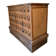 Banque d’épicier ancienne double face – 80 tiroirs –