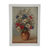 Peinture à l'huile nature morte au bouquet signée