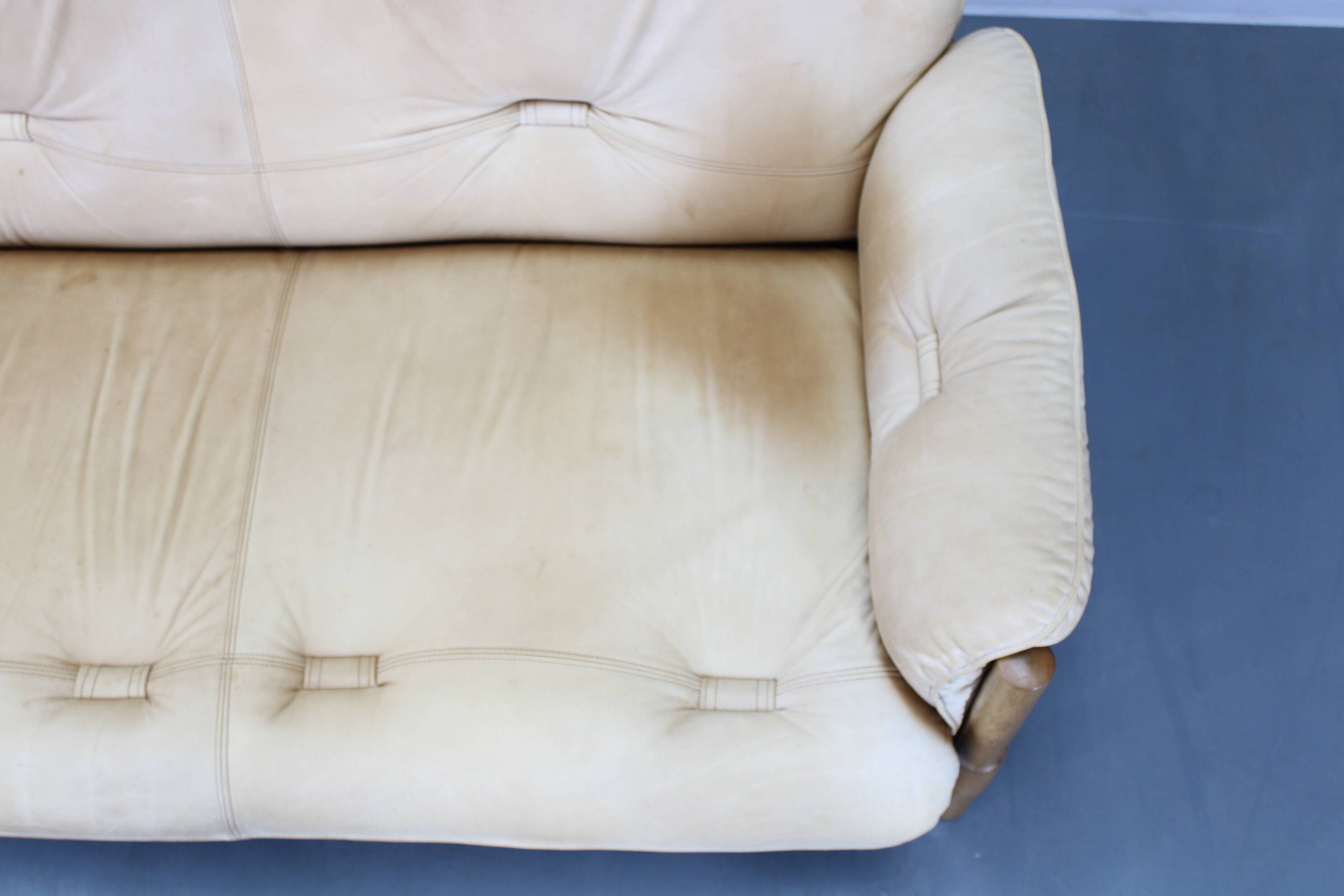 1960s Oak Scandinavian 3-Seater Sofa in Fine Leather Upholstery