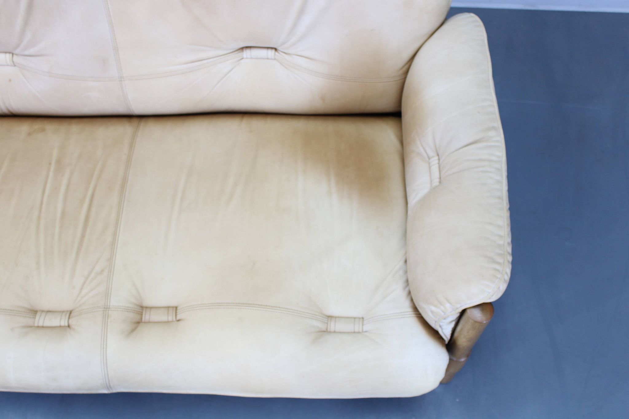 1960s Oak Scandinavian 3-Seater Sofa in Fine Leather Upholstery