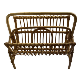 Vintage rattan magazine rack