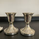 Trio de bougeoirs vintage en métal argenté et doré années 70