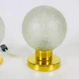 Set de deux lampes de table en verre g et laiton de Doria Leuchten 70s