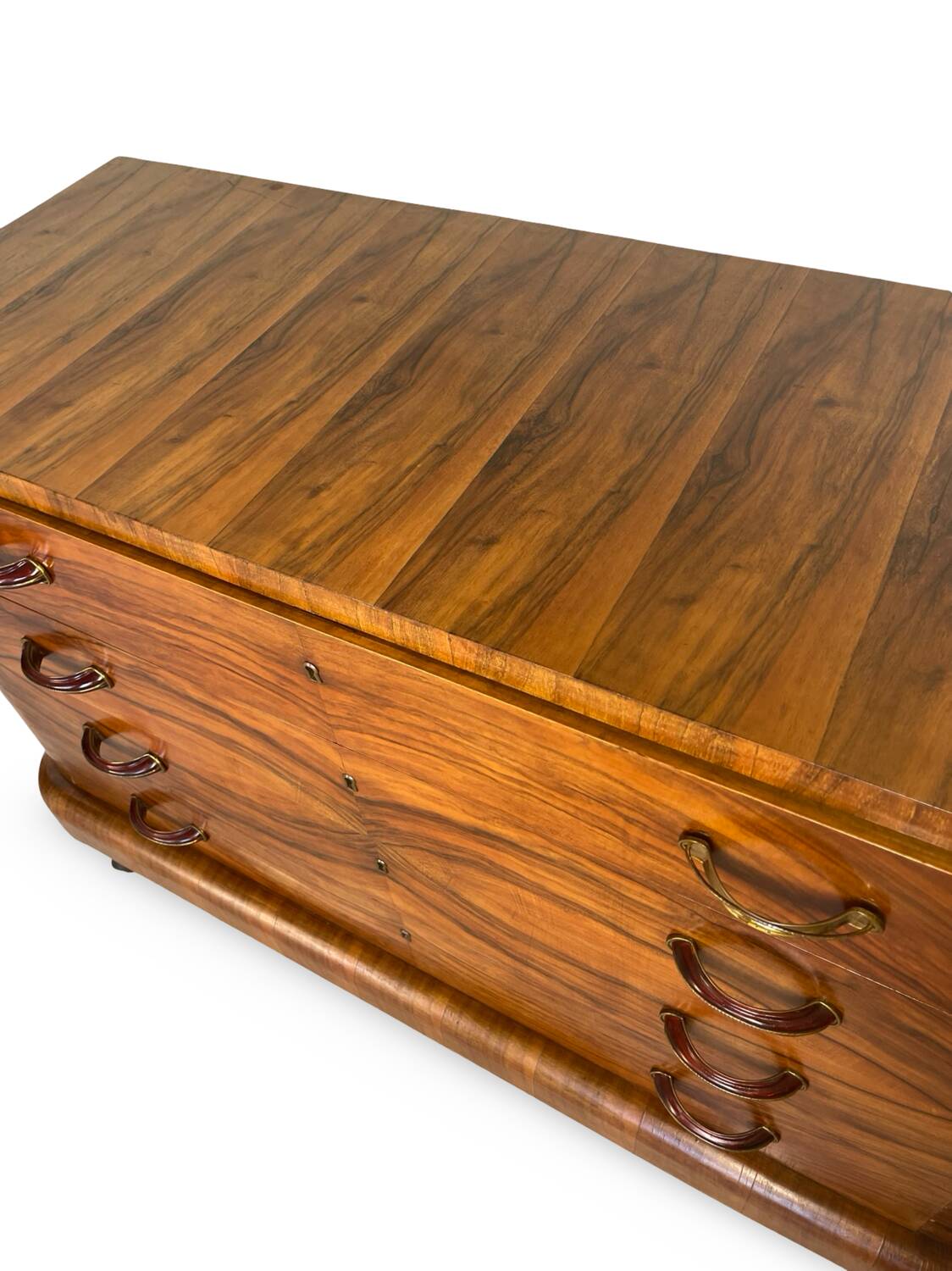 Commode italienne Art déco en ronce de noyer, années 1930