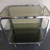 Desserte table roulante chrome et verre années 1970