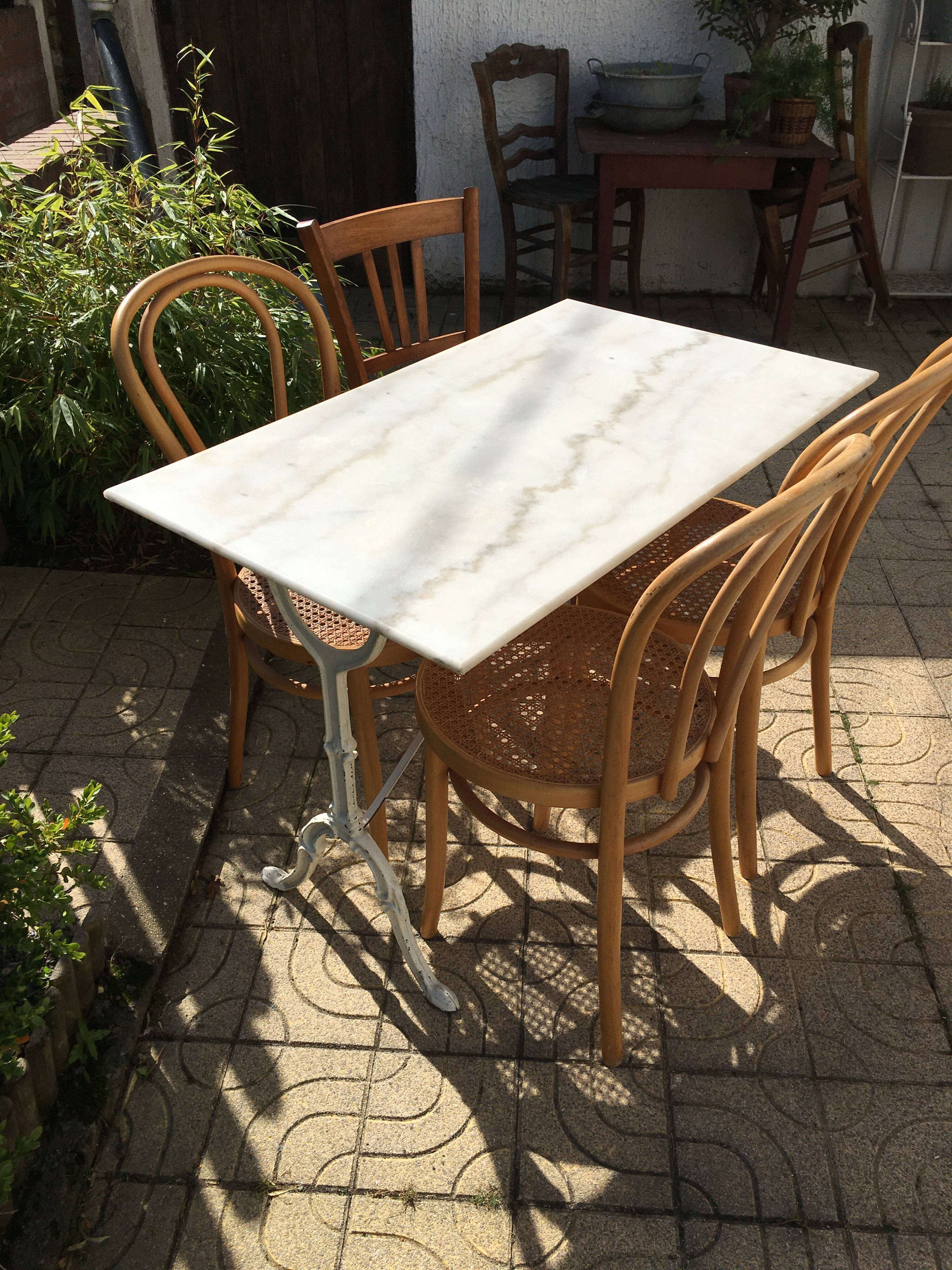 White marble bistro table