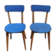 Pair of chairs in wood and blue coating