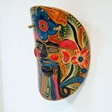 Mexican folk art mask in colored terracotta, 1970s