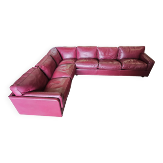 Canapé d'angle modulable Socrates en cuir bordeaux par Poltrona Frau, 1970
