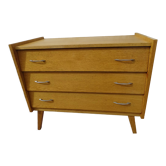 Commode trois tiroirs vintage années 60 pieds compas