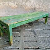 Old wooden bench sidetable green